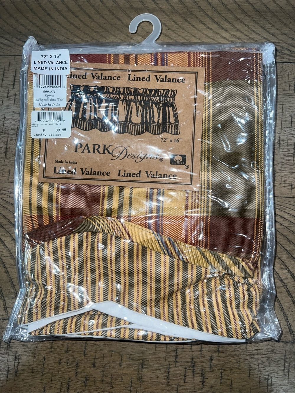 Park Designs Lined Window Valance - Brown & Gold Stripe